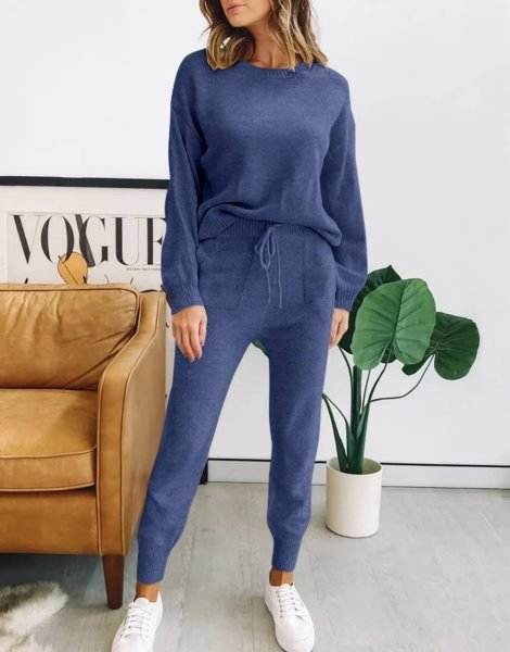 Women's Two Piece Outfits Sweater Sets Pullover and Drawstring Pants Lounge Sets