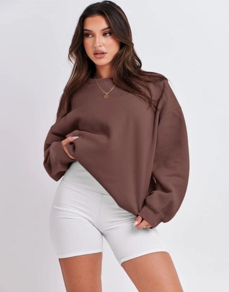 Oversized Sweatshirt for Women Fleece Long Sleeve Crewneck Casual Pullover Top Fall 2023 Trendy Clothes