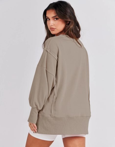 Women's Oversized Sweatshirt Crew Neck Long Sleeve Casual Slit Sloucthy Pullover Top Fall Clothes