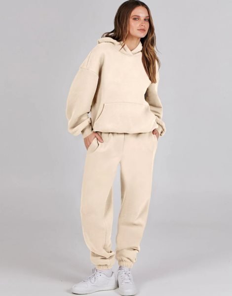 Women 2 Piece Outfits Hoodie Sweatshirt Tracksuit & Oversized Jogger Sweatpants Y2K Sweatsuit Set