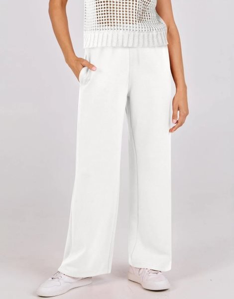 Women Two Piece Outfits Crochet Sheer Knit Sweater Top Wide Leg Pants Lounge Matching Sets Sweatsuit Travel Clothes