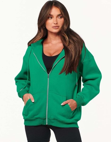Women's Oversized Zip Up Hoodies Sweatshirts Y2K Clothes Teen Girl Fall Casual Drawstring Jackets with Pockets