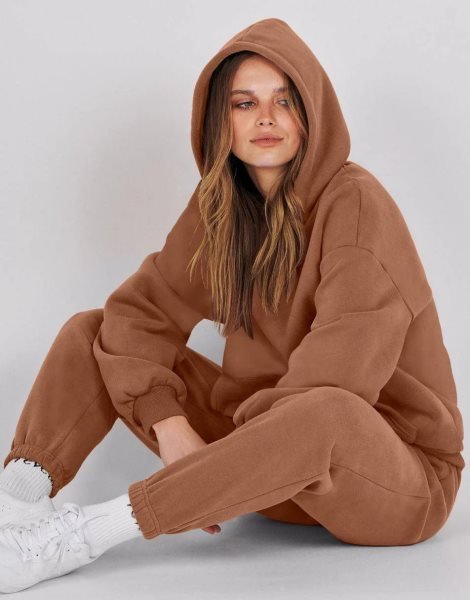 Women 2 Piece Outfits Hoodie Sweatshirt Tracksuit & Oversized Jogger Sweatpants Y2K Sweatsuit Set