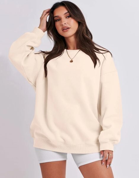 Oversized Sweatshirt for Women Fleece Long Sleeve Crewneck Casual Pullover Top Fall 2023 Trendy Clothes