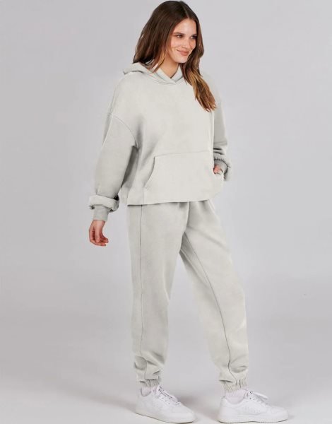 Women 2 Piece Outfits Hoodie Sweatshirt Tracksuit & Oversized Jogger Sweatpants Y2K Sweatsuit Set