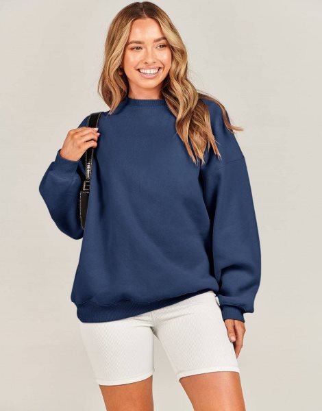 Oversized Sweatshirt for Women Fleece Long Sleeve Crewneck Casual Pullover Top Fall 2023 Trendy Clothes