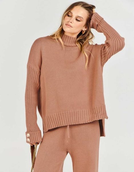 Women's Two Piece Outfits Sweater Sets Long Sleeve Knit Pullover and Wide Leg Pants Lounge Sets
