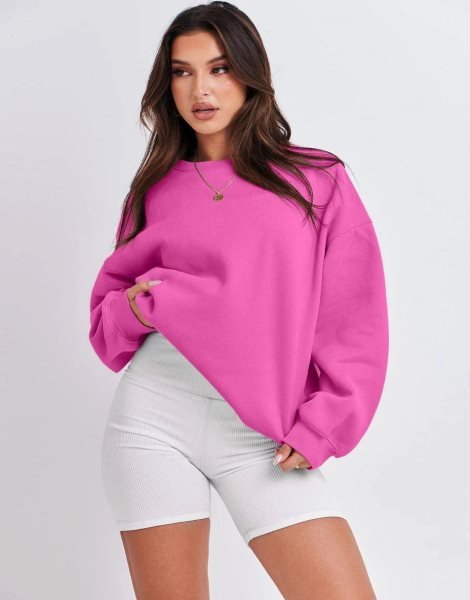 Oversized Sweatshirt for Women Fleece Long Sleeve Crewneck Casual Pullover Top Fall 2023 Trendy Clothes