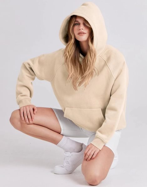Women Hoodies Fleece Oversized Sweatshirt Drop Shoulder Long Sleeve Athletic Workout Pullover Y2K Clothes