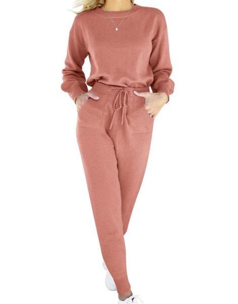 Women's Two Piece Outfits Sweater Sets Pullover and Drawstring Pants Lounge Sets