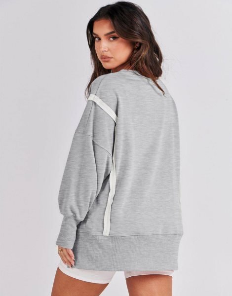 Women's Oversized Sweatshirt Crew Neck Long Sleeve Casual Slit Sloucthy Pullover Top Fall Clothes