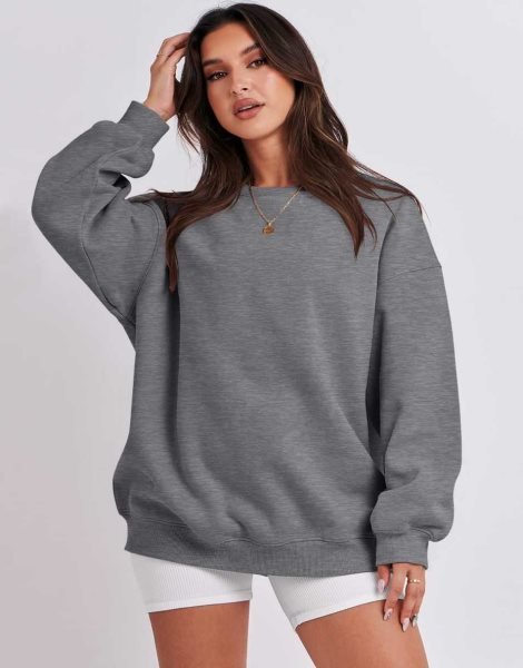 Oversized Sweatshirt for Women Fleece Long Sleeve Crewneck Casual Pullover Top Fall 2023 Trendy Clothes