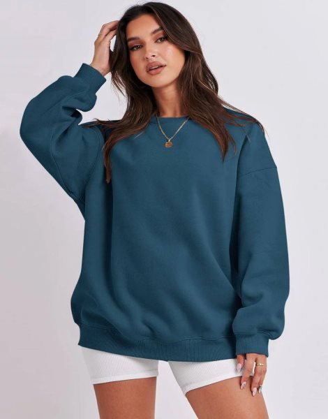 Oversized Sweatshirt for Women Fleece Long Sleeve Crewneck Casual Pullover Top Fall 2023 Trendy Clothes