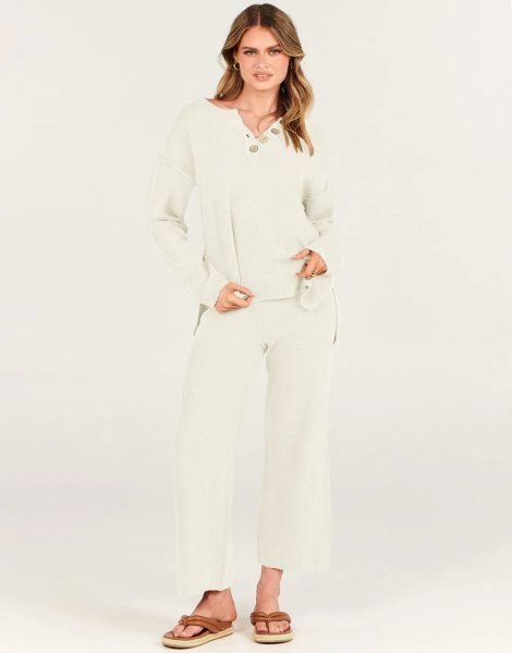 Women 2 Piece Outfits Oversized Knit Loungewear Loose Slouchy Sweater Set 2023 Fall Trendy Matching Lounge Sets