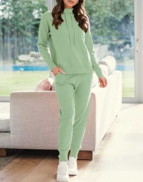 Women's Two Piece Outfits Long Sleeve Turtleneck Pullover Top & Drawstring Pants Sweatsuit Lounge Set
