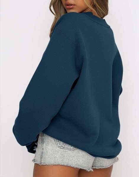 Women's Long Sleeve Sweatshirt Casual Crewneck Loose Fit Pullover Hoodie Fleece Fall Tops