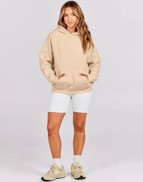 Women Hoodies Fleece Oversized Sweatshirt Drop Shoulder Long Sleeve Athletic Workout Pullover Y2K Clothes