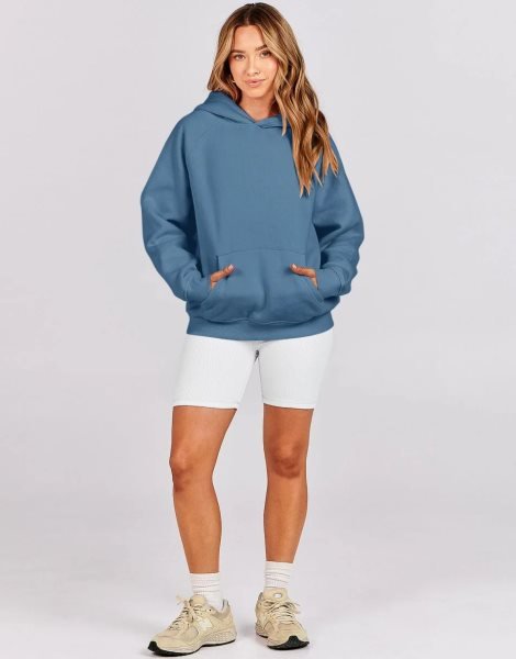 Women Hoodies Fleece Oversized Sweatshirt Drop Shoulder Long Sleeve Athletic Workout Pullover Y2K Clothes
