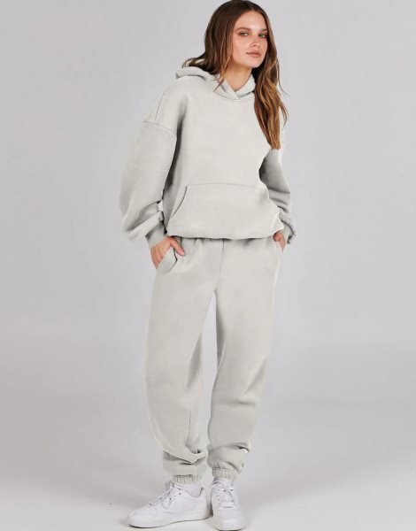 Women 2 Piece Outfits Hoodie Sweatshirt Tracksuit & Oversized Jogger Sweatpants Y2K Sweatsuit Set