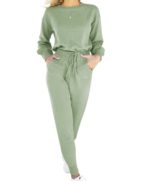 Women's Two Piece Outfits Sweater Sets Pullover and Drawstring Pants Lounge Sets