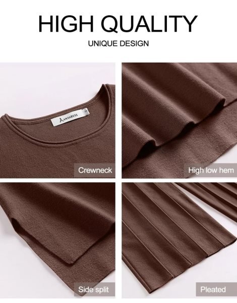 Two Piece Outfits for Women Summer Sweater Sets Knit Pullover Tops Elastic Waisted Pants Lounge Sets Tracksuit