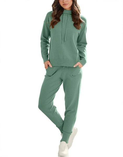 Women's Two Piece Outfits Long Sleeve Turtleneck Pullover Top & Drawstring Pants Sweatsuit Lounge Set