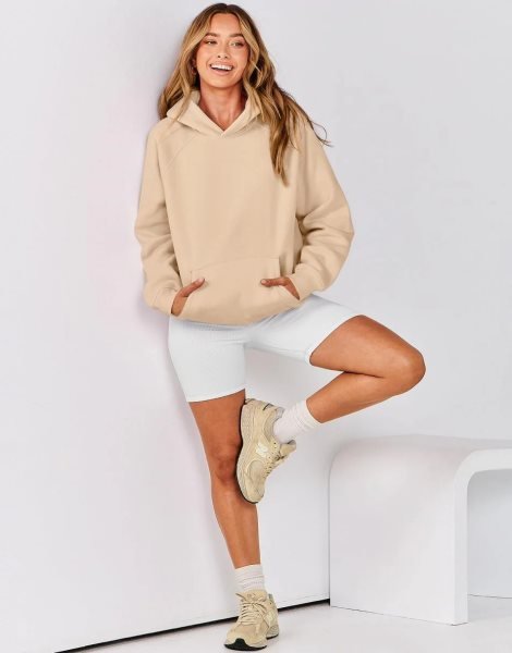 Women Hoodies Fleece Oversized Sweatshirt Drop Shoulder Long Sleeve Athletic Workout Pullover Y2K Clothes