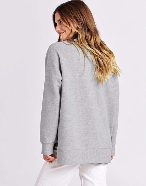 Women's Sweatshirts Long Sleeve Tunic Tops Crew Neck Soft Pullover With Side Zipper Shirt Clothes 2023