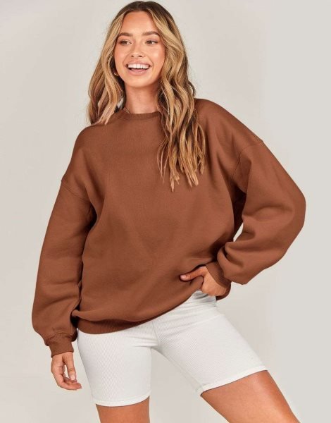 Oversized Sweatshirt for Women Fleece Long Sleeve Crewneck Casual Pullover Top Fall 2023 Trendy Clothes