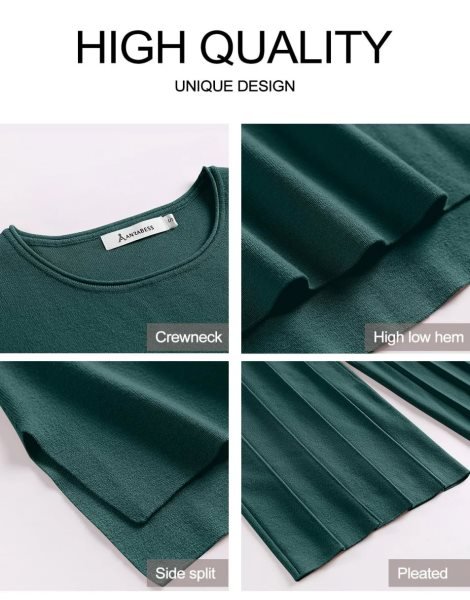 Two Piece Outfits for Women Summer Sweater Sets Knit Pullover Tops Elastic Waisted Pants Lounge Sets Tracksuit