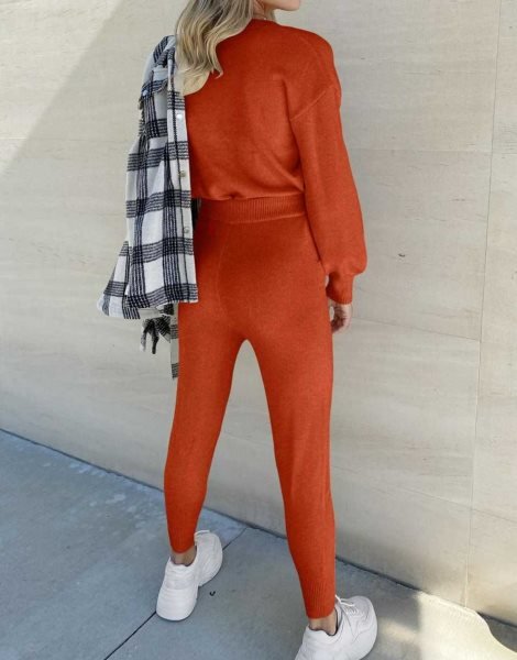 Women's Two Piece Outfits Sweater Sets Pullover and Drawstring Pants Lounge Sets