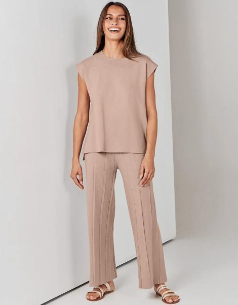Two Piece Outfits for Women Summer Sweater Sets Knit Pullover Tops Elastic Waisted Pants Lounge Sets Tracksuit
