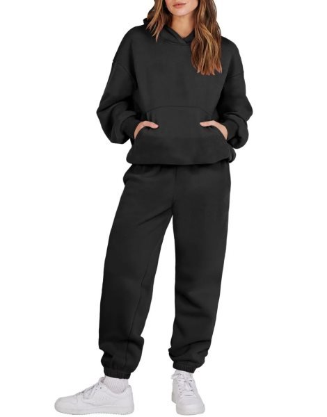 Women 2 Piece Outfits Hoodie Sweatshirt Tracksuit & Oversized Jogger Sweatpants Y2K Sweatsuit Set