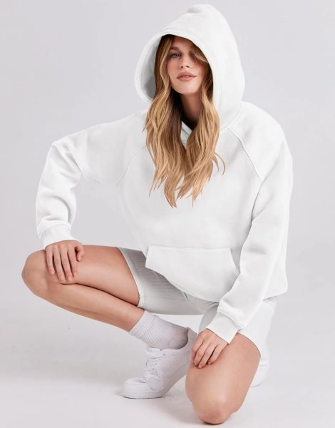 Women Hoodies Fleece Oversized Sweatshirt Drop Shoulder Long Sleeve Athletic Workout Pullover Y2K Clothes