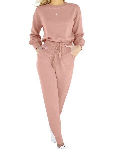 Women's Two Piece Outfits Sweater Sets Pullover and Drawstring Pants Lounge Sets