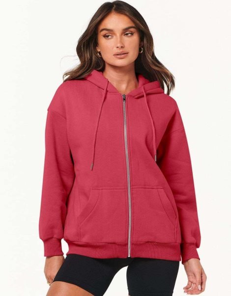 Women's Oversized Zip Up Hoodies Sweatshirts Y2K Clothes Teen Girl Fall Casual Drawstring Jackets with Pockets