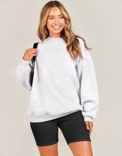 Oversized Sweatshirt for Women Fleece Long Sleeve Crewneck Casual Pullover Top Fall 2023 Trendy Clothes