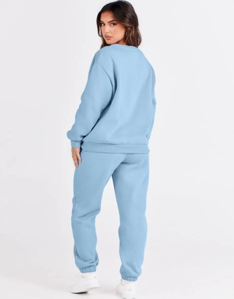 Women's Two Piece Outfits Long Sleeve Crewneck Sweatsuit with Jogger Pants Lounge Sets with Pockets