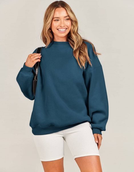 Oversized Sweatshirt for Women Fleece Long Sleeve Crewneck Casual Pullover Top Fall 2023 Trendy Clothes