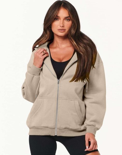 Women's Oversized Zip Up Hoodies Sweatshirts Y2K Clothes Teen Girl Fall Casual Drawstring Jackets with Pockets