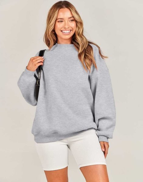 Oversized Sweatshirt for Women Fleece Long Sleeve Crewneck Casual Pullover Top Fall 2023 Trendy Clothes