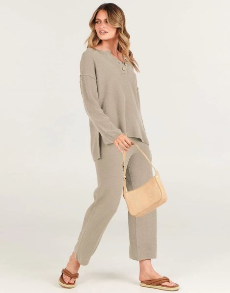 Women 2 Piece Outfits Oversized Knit Loungewear Loose Slouchy Sweater Set 2023 Fall Trendy Matching Lounge Sets