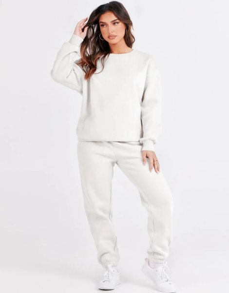 Women's Two Piece Outfits Long Sleeve Crewneck Sweatsuit with Jogger Pants Lounge Sets with Pockets