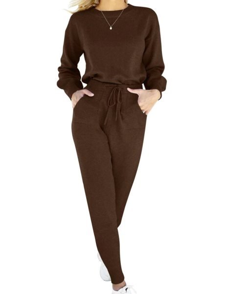 Women's Two Piece Outfits Sweater Sets Pullover and Drawstring Pants Lounge Sets