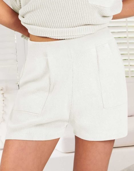 Women's Two Piece Outfits Sweater Short Sets Knit Pullover Tops and Shorts Lounge Set Tracksuit