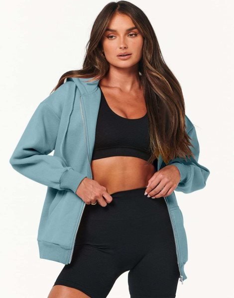 Women's Oversized Zip Up Hoodies Sweatshirts Y2K Clothes Teen Girl Fall Casual Drawstring Jackets with Pockets