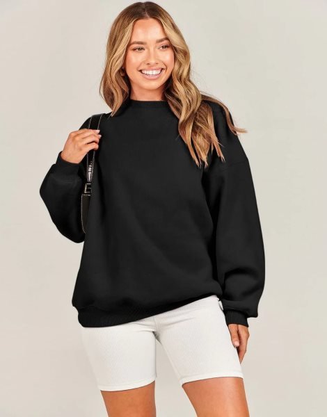 Oversized Sweatshirt for Women Fleece Long Sleeve Crewneck Casual Pullover Top Fall 2023 Trendy Clothes