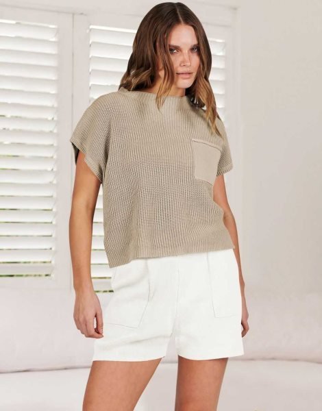 Women's Two Piece Outfits Sweater Short Sets Knit Pullover Tops and Shorts Lounge Set Tracksuit