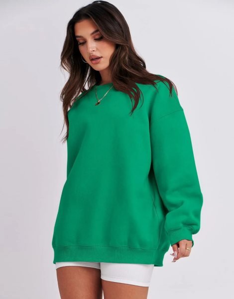 Oversized Sweatshirt for Women Fleece Long Sleeve Crewneck Casual Pullover Top Fall 2023 Trendy Clothes