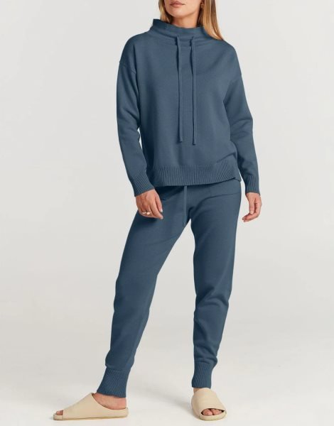 Women's Two Piece Outfits Long Sleeve Turtleneck Pullover Top & Drawstring Pants Sweatsuit Lounge Set